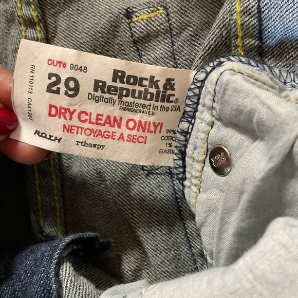 Y2K Vintage Rock & Republic Bootcut Jeans Sz 29 Embellished Pockets Women Denim - Picture 5 of 7